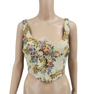 Le Lis Tapestry Jacquard Corset Crop Floral Victorian Bridgerton Style Women's S